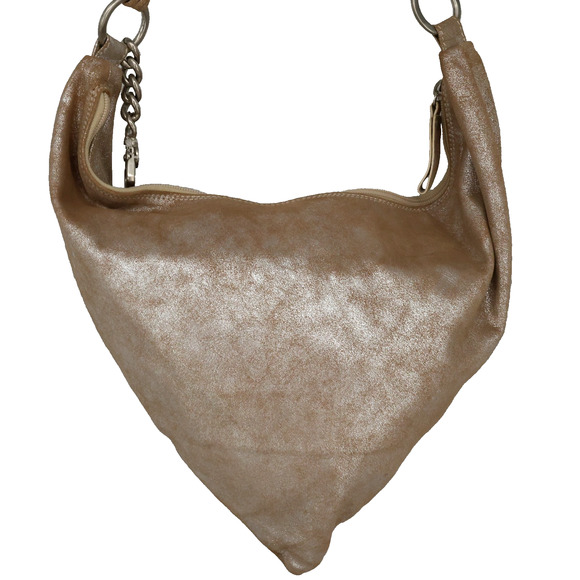 Donald J Pliner Couture Bag Womens Gold Metallic Leather Zip Small Hobo Handbag - Picture 5 of 16